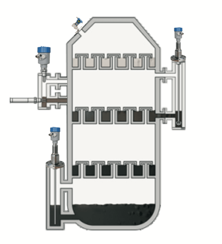 Raw-material-distillation-level-and-pressure-measurement